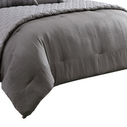 10 Piece Queen Polyester Comforter Set with Geometric Print, Gray