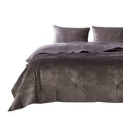 Bann 3 Piece King Quilt Set with Geometric Design, Gray