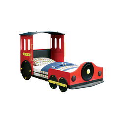 Retro Train Design Metal Twin Bed, Multicolor
