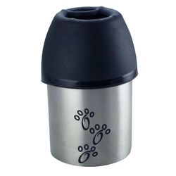 Plastic Fin Cap Pet Travel Water Bottle in Stainless Steel, Small, Silver and Black-Set of 2